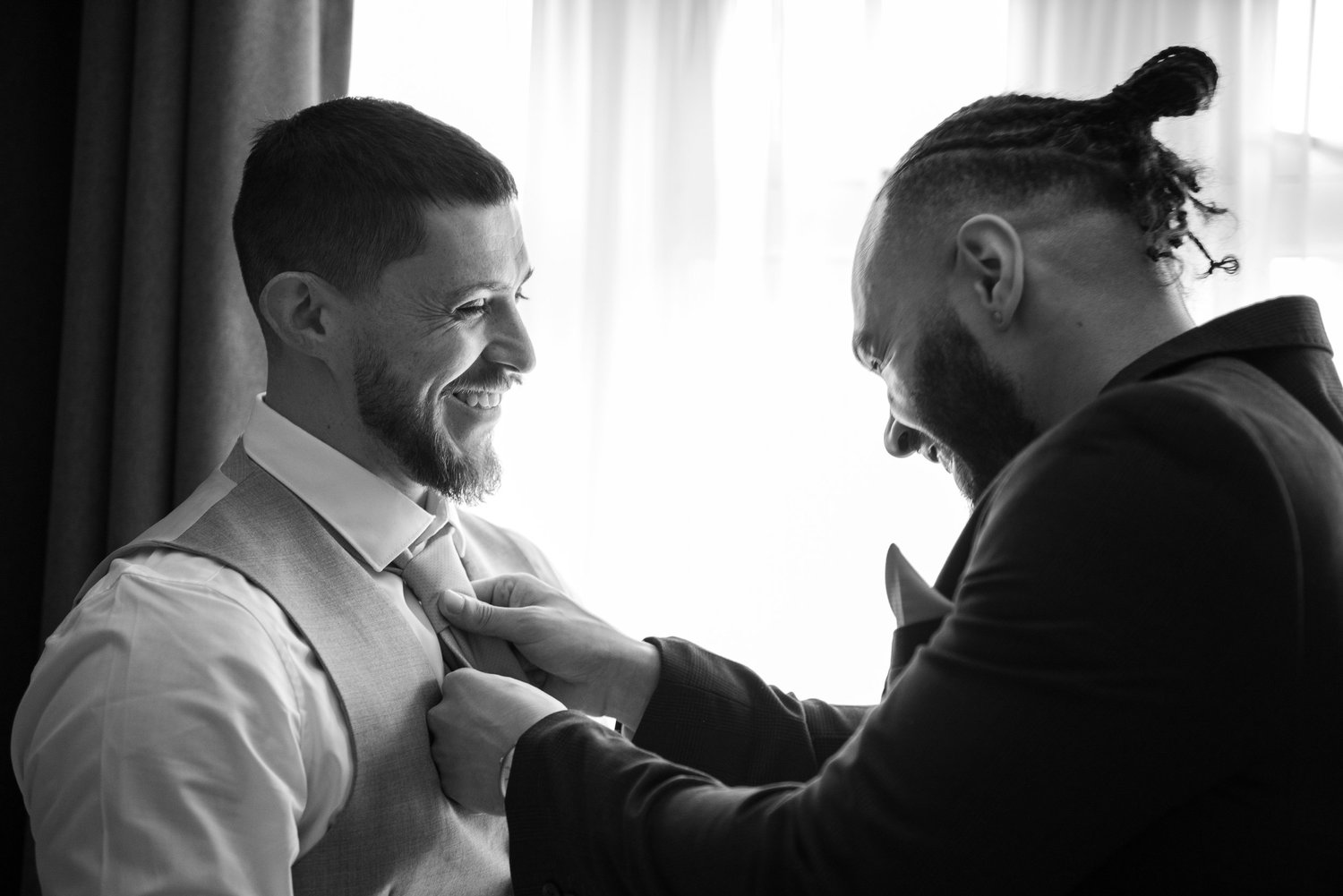Groom getting ready